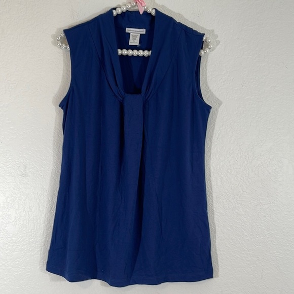 New York & Company Tops - NEW YORK & COMPANY Sleeveless Knot-Front Design Blue Blouse Size Medium New
